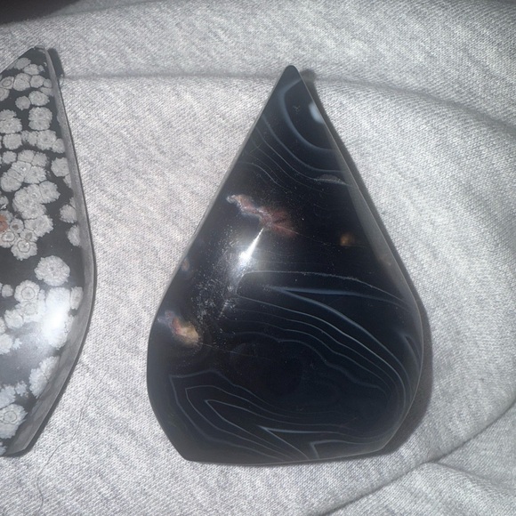 Black & White Snowflake Obsidian & Sardonyx Teardrop Set - Picture 2 of 3